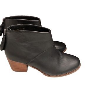 Toms Sz‎ 9.5 Boots Black Leather CARPE DIEM
